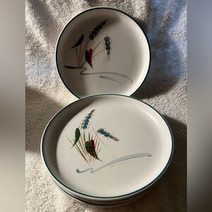 4 Denby GreenWheat Design 6 1/2” Bread Plates
